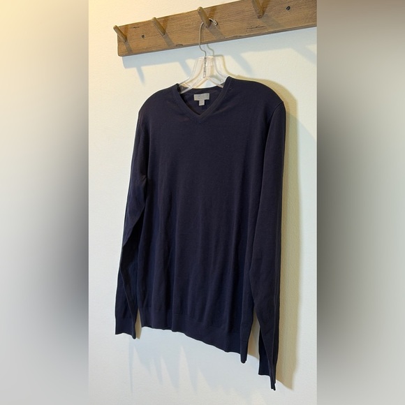 COS men’s size S cotton silk v neck sweater navy blue - Picture 3 of 5